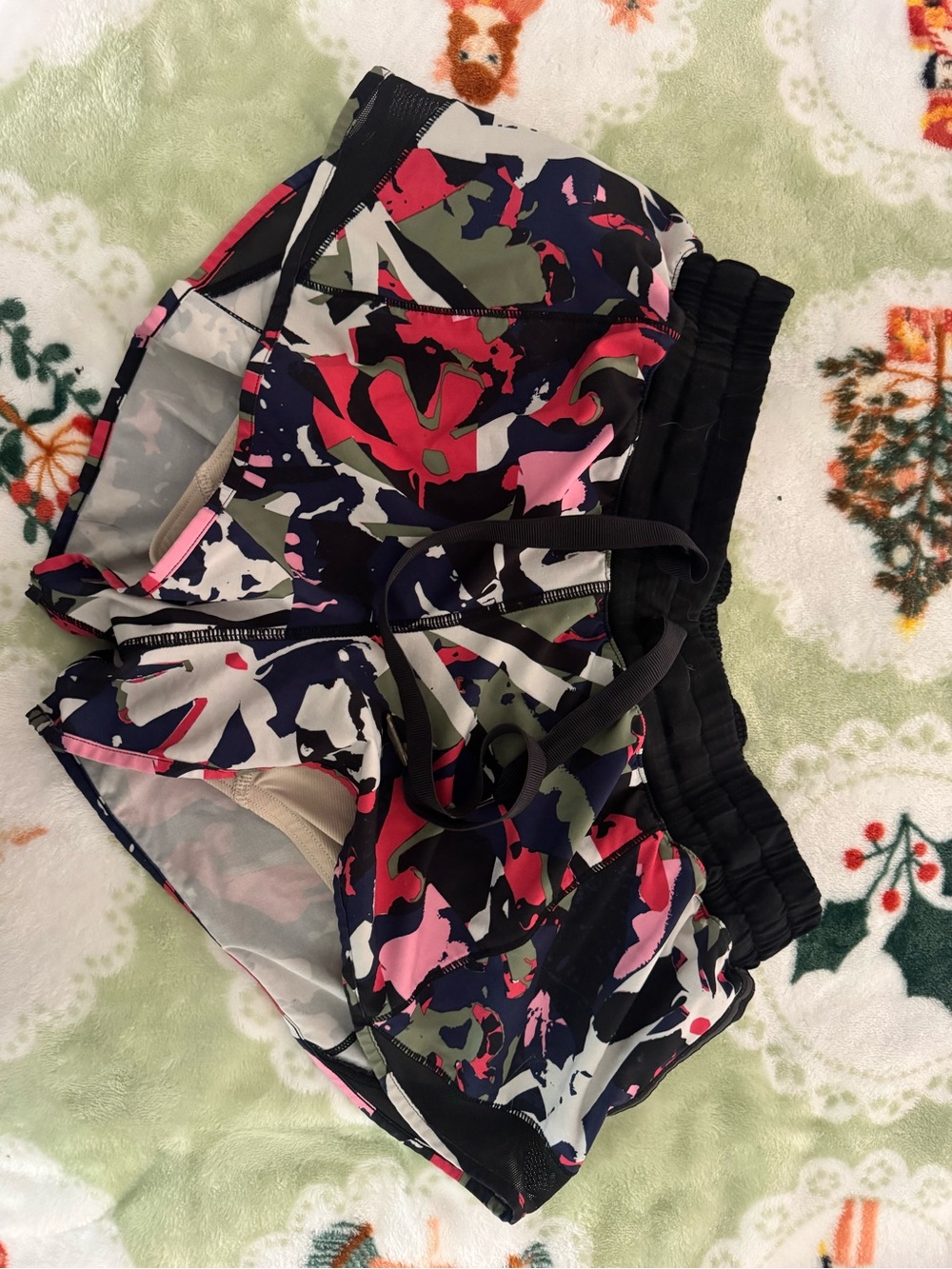 Lulu Lemon Abstract Camo Athletic Shorts - Pink, Olive, Navy